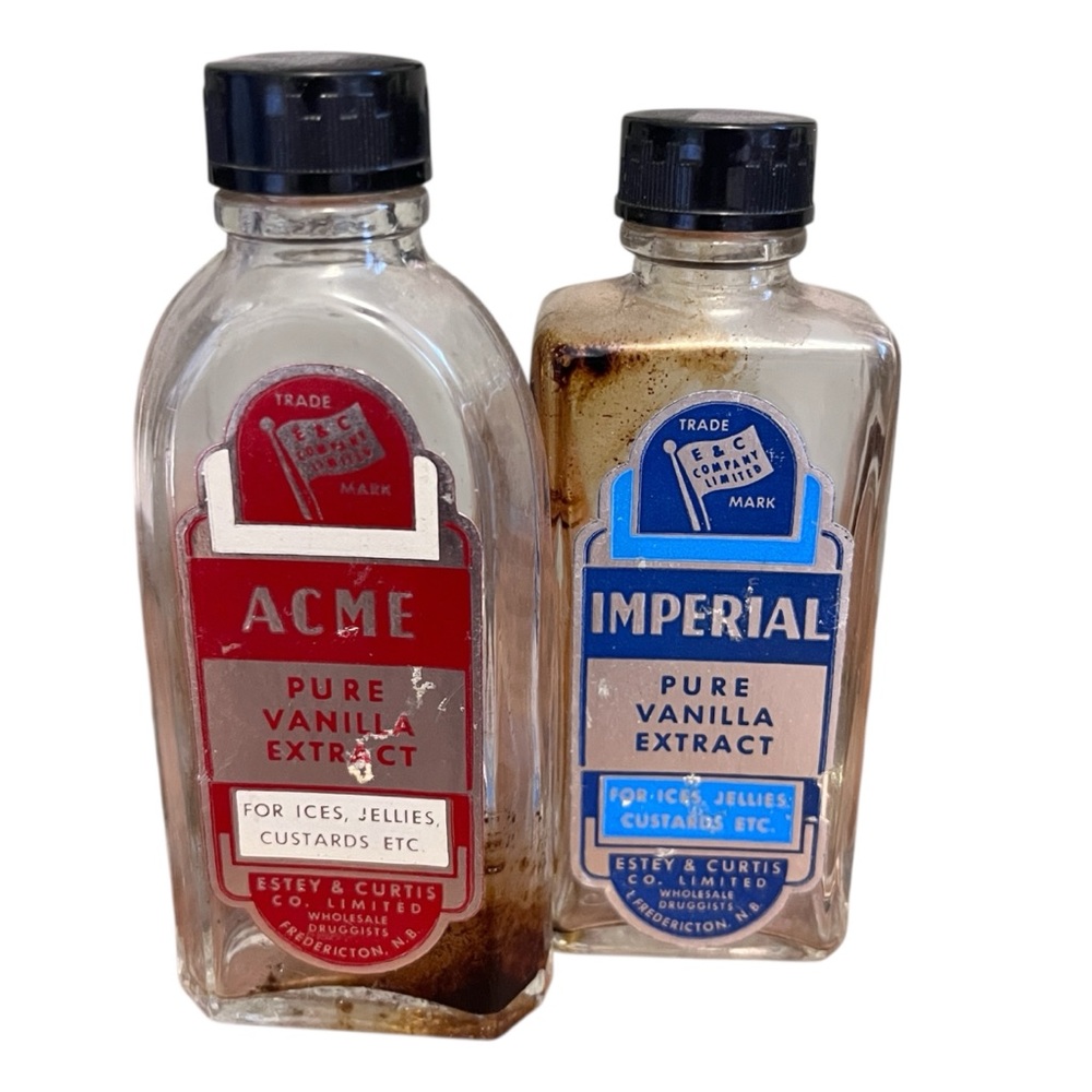 Vintage ACME & Imperial Pure Vanilla Extract Bottles